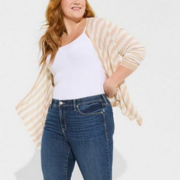 Torrid Stripe Open Front Knit Gauzy Sweater - Picture 1 of 6